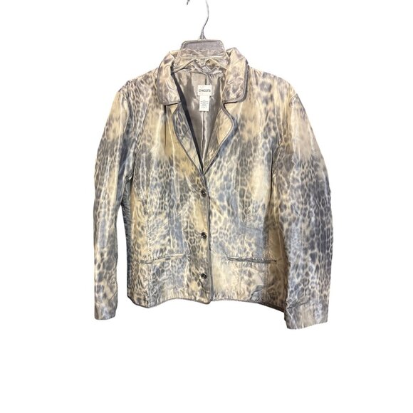 Chicos Animal Print Satin Blazer Jacket Size XL/16 Polyester - Picture 3 of 4